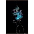 Picture of Neon Flower Girl on Black  _GroupedProduct_Rectangle_Portrait_Canvas_Framed_