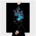 Picture of Neon Flower Girl on Black  _GroupedProduct_Rectangle_Portrait_Canvas_