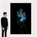 Picture of Neon Flower Girl on Black  _GroupedProduct_Rectangle_Portrait_Canvas_