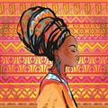 Picture of African Woman on Orange  _GroupedProduct_Square_Unframed_Print_Only_