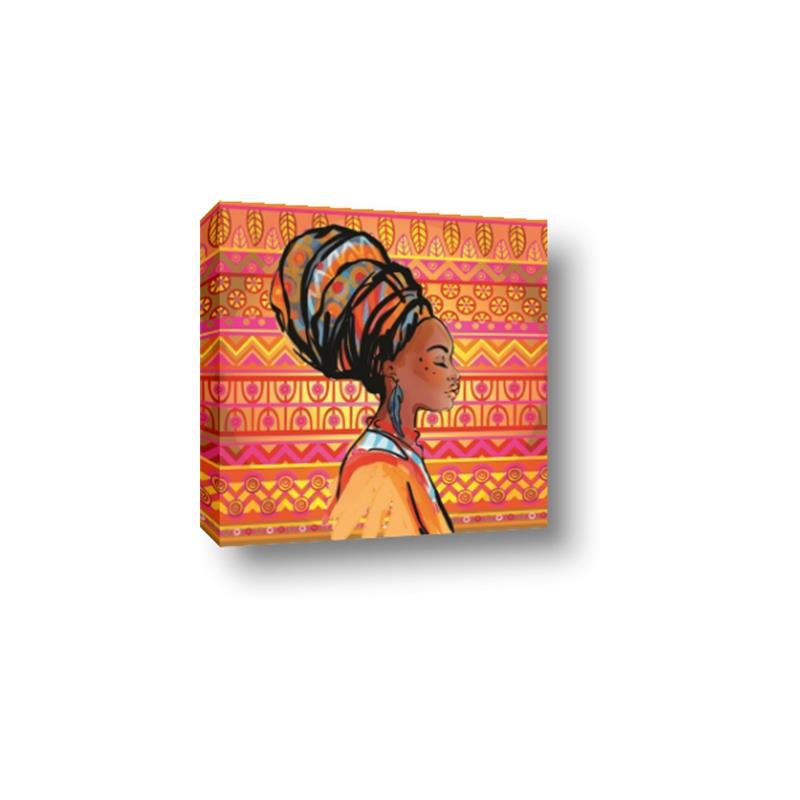Picture of African Woman on Orange  _GroupedProduct_Square_Canvas_
