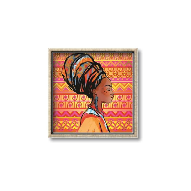 Picture of African Woman on Orange  _GroupedProduct_Square_Canvas_Framed_