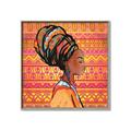 Picture of African Woman on Orange  _GroupedProduct_Square_Canvas_Framed_