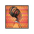 Picture of African Woman on Orange  _GroupedProduct_Square_Canvas_Framed_