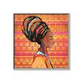 Picture of African Woman on Orange  _GroupedProduct_Square_Canvas_Framed_