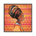 Picture of African Woman on Orange  _GroupedProduct_Square_Canvas_Framed_
