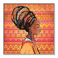 Picture of African Woman on Orange  _GroupedProduct_Square_Canvas_Framed_