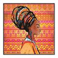Picture of African Woman on Orange  _GroupedProduct_Square_Canvas_Framed_