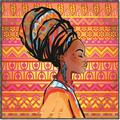 Picture of African Woman on Orange  _GroupedProduct_Square_Canvas_Framed_