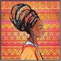Picture of African Woman on Orange  _GroupedProduct_Square_Canvas_Framed_