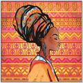 Picture of African Woman on Orange  _GroupedProduct_Square_Canvas_Framed_