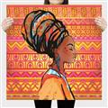 Picture of African Woman on Orange  _GroupedProduct_Square_Canvas_