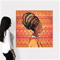 Picture of African Woman on Orange  _GroupedProduct_Square_Canvas_