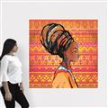 Picture of African Woman on Orange  _GroupedProduct_Square_Canvas_