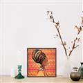 Picture of African Woman on Orange  _GroupedProduct_Square_Canvas_Framed_