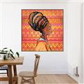 Picture of African Woman on Orange  _GroupedProduct_Square_Canvas_Framed_