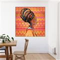 Picture of African Woman on Orange  _GroupedProduct_Square_Canvas_Framed_