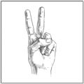 Picture of Peace Sign Hand _GroupedProduct_Square_Canvas_Framed_