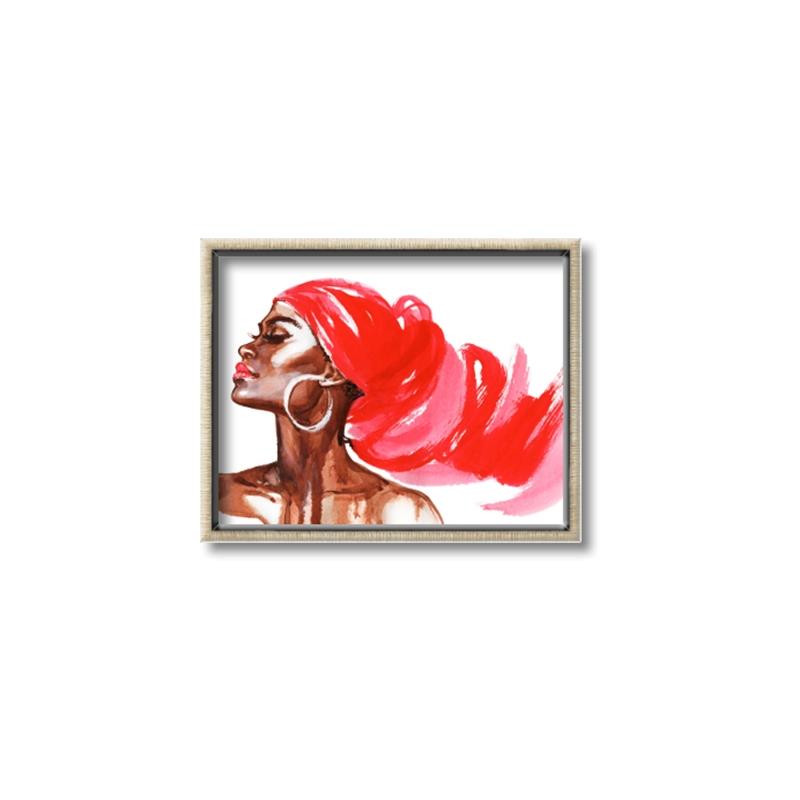 Picture of Watercolor beauty African woman _GroupedProduct_Rectangle_Landscape_Canvas_Framed_