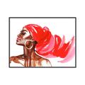 Picture of Watercolor beauty African woman _GroupedProduct_Rectangle_Landscape_Canvas_Framed_