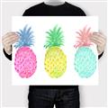 Picture of Colored three pineapples  _GroupedProduct_Rectangle_Landscape_Canvas_