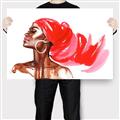 Picture of Watercolor beauty African woman _GroupedProduct_Rectangle_Landscape_Canvas_