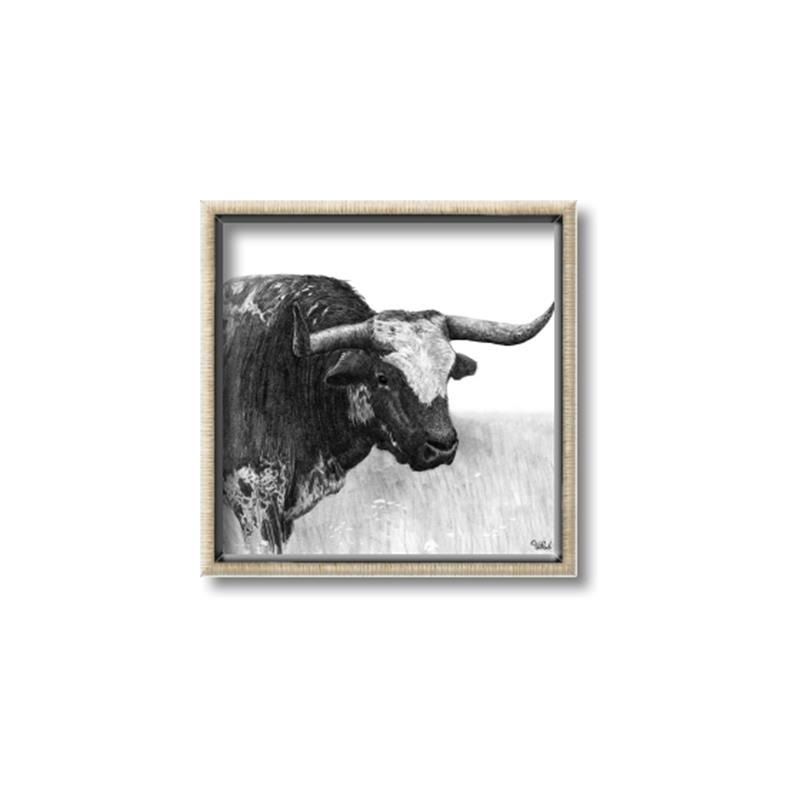Picture of Sketched Horned Cow _GroupedProduct_Square_Canvas_Framed_