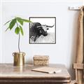 Picture of Sketched Horned Cow _GroupedProduct_Square_Canvas_Framed_