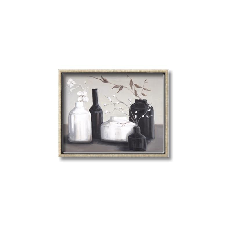 Picture of Black and White Botanical Vases _GroupedProduct_Rectangle_Landscape_Canvas_Framed_