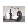 Picture of Black and White Botanical Vases _GroupedProduct_Rectangle_Landscape_Canvas_Framed_