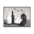 Picture of Black and White Botanical Vases _GroupedProduct_Rectangle_Landscape_Canvas_Framed_