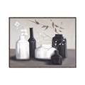 Picture of Black and White Botanical Vases _GroupedProduct_Rectangle_Landscape_Canvas_Framed_