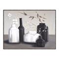 Picture of Black and White Botanical Vases _GroupedProduct_Rectangle_Landscape_Canvas_Framed_