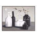 Picture of Black and White Botanical Vases _GroupedProduct_Rectangle_Landscape_Canvas_Framed_