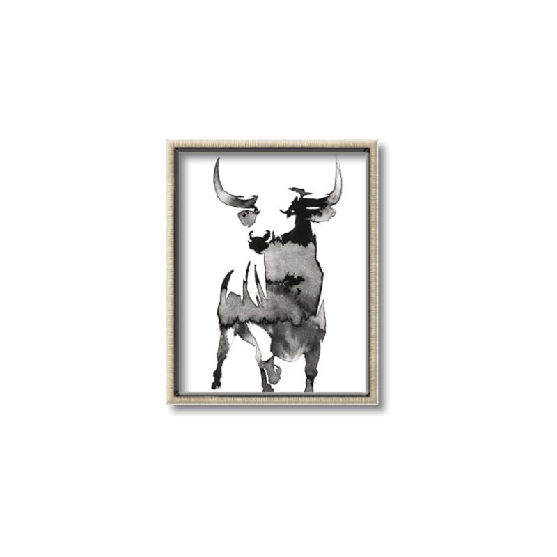 Picture of Ink Bull  _GroupedProduct_Rectangle_Portrait_Canvas_Framed_