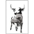 Picture of Ink Bull  _GroupedProduct_Rectangle_Portrait_Canvas_Framed_