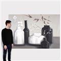 Picture of Black and White Botanical Vases _GroupedProduct_Rectangle_Landscape_Canvas_