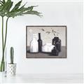 Picture of Black and White Botanical Vases _GroupedProduct_Rectangle_Landscape_Canvas_Framed_