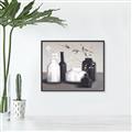 Picture of Black and White Botanical Vases _GroupedProduct_Rectangle_Landscape_Canvas_Framed_