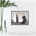 Picture of Black and White Botanical Vases _GroupedProduct_Rectangle_Landscape_Canvas_Framed_