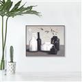 Picture of Black and White Botanical Vases _GroupedProduct_Rectangle_Landscape_Canvas_Framed_