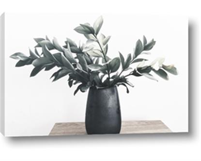 Picture of Black vase with green leafs