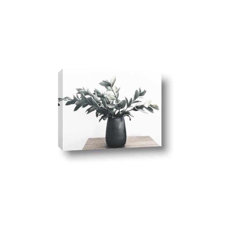 Picture of Black vase with green leafs _GroupedProduct_Rectangle_Landscape_Photography _GroupedProduct_Rectangle_Landscape_Canvas_