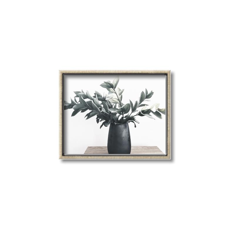 Picture of Black vase with green leafs _GroupedProduct_Rectangle_Landscape_Photography _GroupedProduct_Rectangle_Landscape_Canvas_Framed_