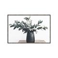 Picture of Black vase with green leafs _GroupedProduct_Rectangle_Landscape_Photography _GroupedProduct_Rectangle_Landscape_Canvas_Framed_