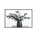 Picture of Black vase with green leafs _GroupedProduct_Rectangle_Landscape_Photography _GroupedProduct_Rectangle_Landscape_Canvas_Framed_