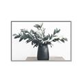 Picture of Black vase with green leafs _GroupedProduct_Rectangle_Landscape_Photography _GroupedProduct_Rectangle_Landscape_Canvas_Framed_