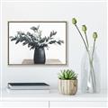 Picture of Black vase with green leafs _GroupedProduct_Rectangle_Landscape_Photography _GroupedProduct_Rectangle_Landscape_Canvas_Framed_