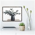 Picture of Black vase with green leafs _GroupedProduct_Rectangle_Landscape_Photography _GroupedProduct_Rectangle_Landscape_Canvas_Framed_
