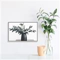 Picture of Black vase with green leafs _GroupedProduct_Rectangle_Landscape_Photography _GroupedProduct_Rectangle_Landscape_Canvas_Framed_